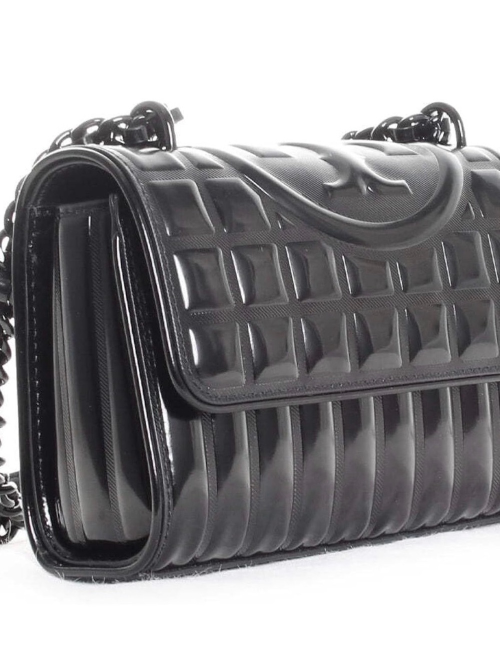 Tory Burch Fleming Metallic Square Quilt Shoulder Bag